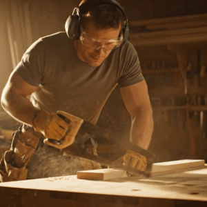 VEO 3 Ai Generated Video of a Carpenter Cutting A Piece of Wood
